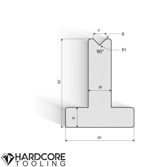 Amada 90 Degrees T-dies, H = 80 mm - Press Brake Dies and Punches